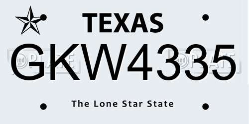GKW4335 Texas License Plate