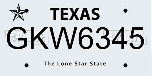 GKW6345 Texas License Plate