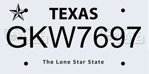 GKW7697 Texas License Plate
