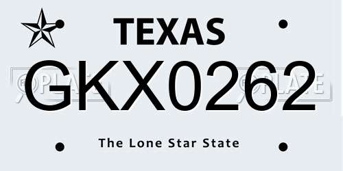 GKX0262 Texas License Plate