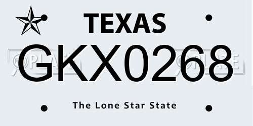 GKX0268 Texas License Plate