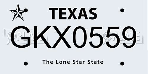GKX0559 Texas License Plate