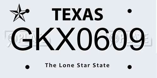 GKX0609 Texas License Plate