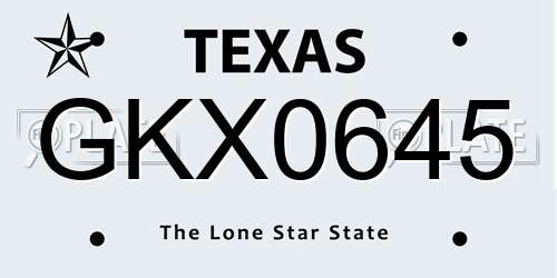 GKX0645 Texas License Plate