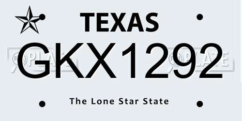 GKX1292 Texas License Plate