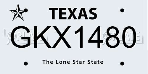 GKX1480 Texas License Plate