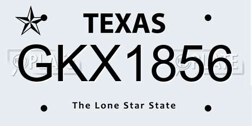 GKX1856 Texas License Plate