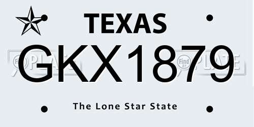 GKX1879 Texas License Plate