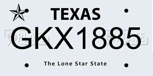 GKX1885 Texas License Plate
