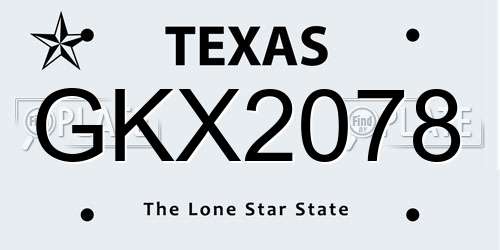 GKX2078 Texas License Plate