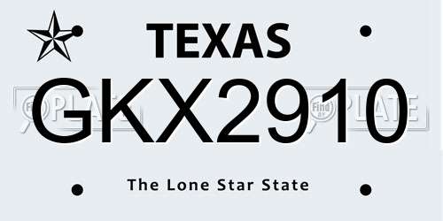 GKX2910 Texas License Plate