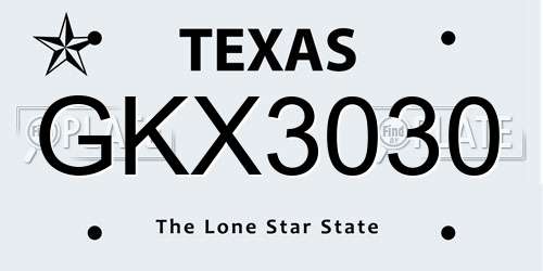 GKX3030 Texas License Plate