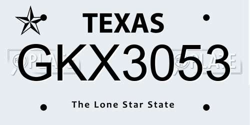 GKX3053 Texas License Plate