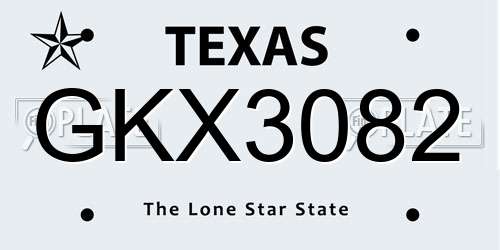 GKX3082 Texas License Plate