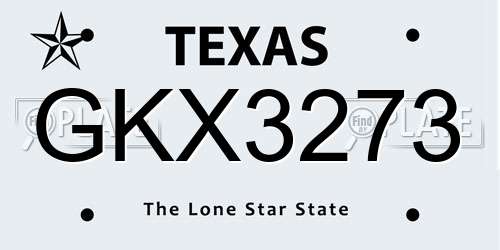 GKX3273 Texas License Plate