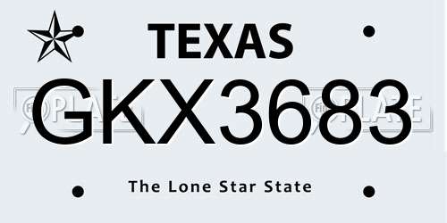 GKX3683 Texas License Plate
