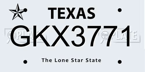 GKX3771 Texas License Plate