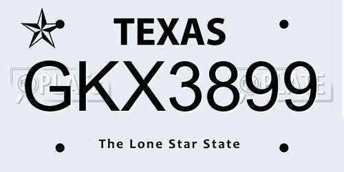 GKX3899 Texas License Plate