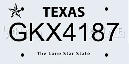 GKX4187 Texas License Plate