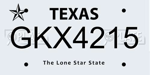 GKX4215 Texas License Plate
