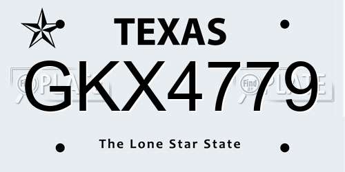 GKX4779 Texas License Plate