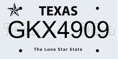 GKX4909 Texas License Plate