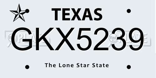 GKX5239 Texas License Plate