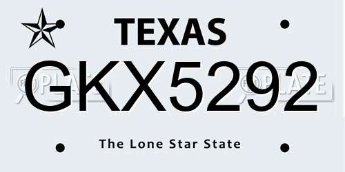 GKX5292 Texas License Plate