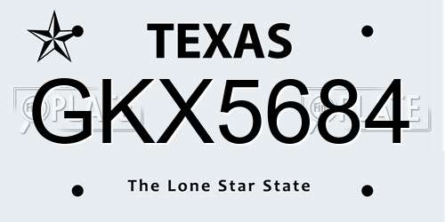 GKX5684 Texas License Plate