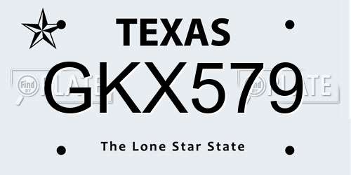GKX579 Texas License Plate