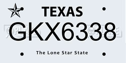 GKX6338 Texas License Plate