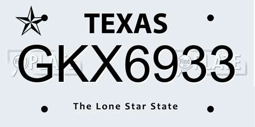 GKX6933 Texas License Plate