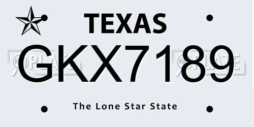 GKX7189 Texas License Plate