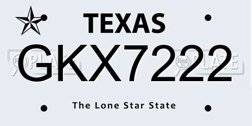 GKX7222 Texas License Plate