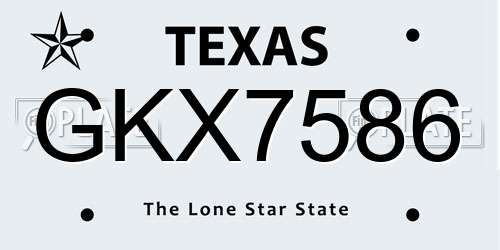GKX7586 Texas License Plate