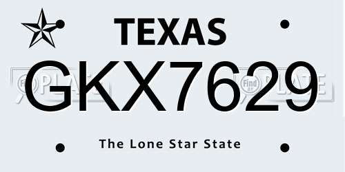 GKX7629 Texas License Plate