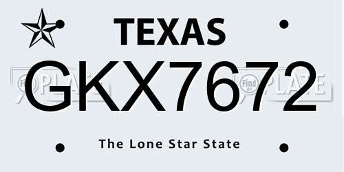 GKX7672 Texas License Plate