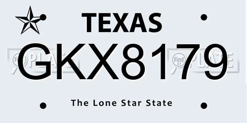 GKX8179 Texas License Plate