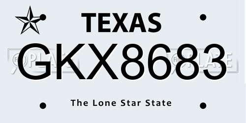 GKX8683 Texas License Plate