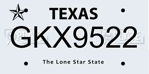GKX9522 Texas License Plate