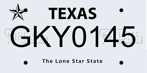 GKY0145 Texas License Plate
