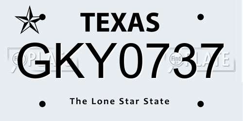 GKY0737 Texas License Plate