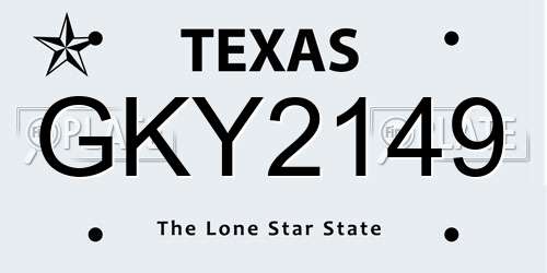 GKY2149 Texas License Plate