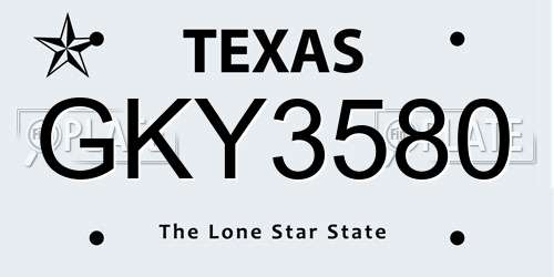 GKY3580 Texas License Plate