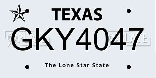 GKY4047 Texas License Plate