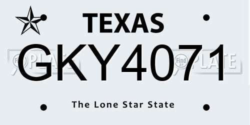 GKY4071 Texas License Plate