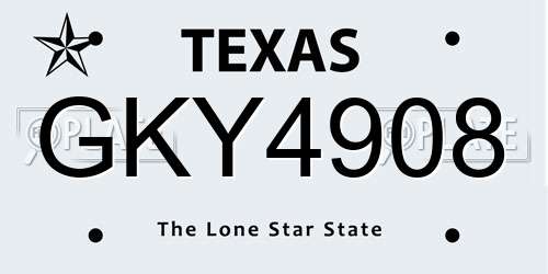 GKY4908 Texas License Plate