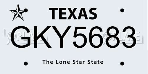 GKY5683 Texas License Plate