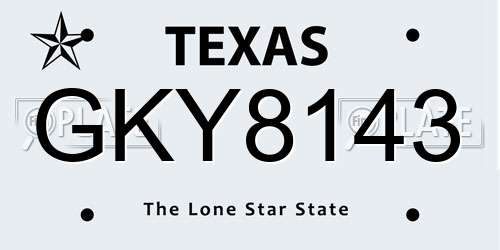 GKY8143 Texas License Plate