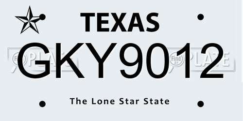 GKY9012 Texas License Plate